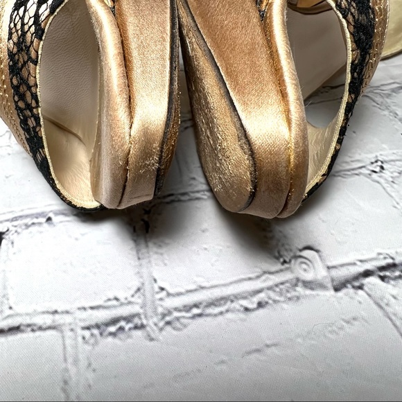Dior Champagne Pink Satin Lace Sandal Heels Sz 37.5 - Picture 11 of 12